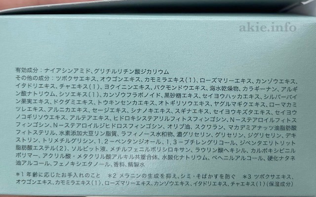 カナデル緑の箱に記載されている成分表記